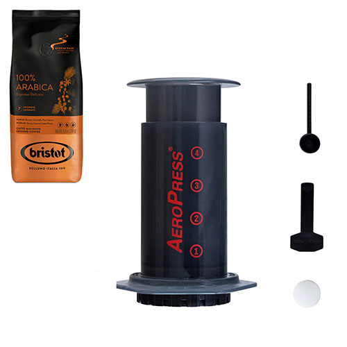 Aeropress Coffee Maker 2023 + Bristot 100% Arabica koffie 250gr